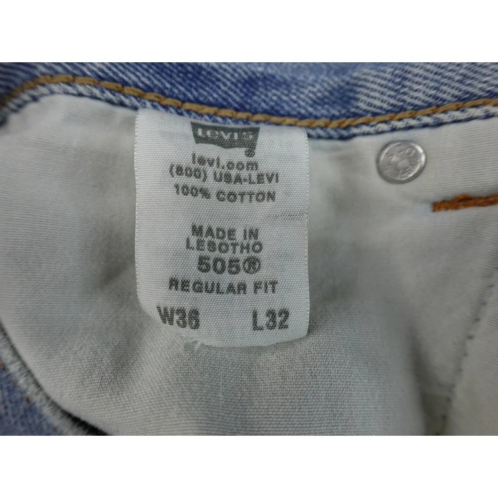 Levi's 505 Regular Fit Jeans Mens 36x32 Light‎ Blue Straight Leg Denim
